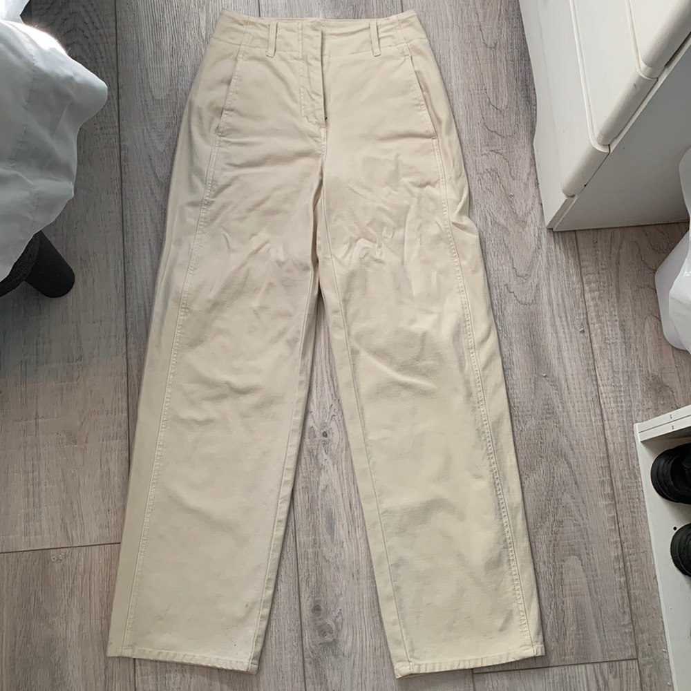 Aritzia Cream Straight Leg Pants